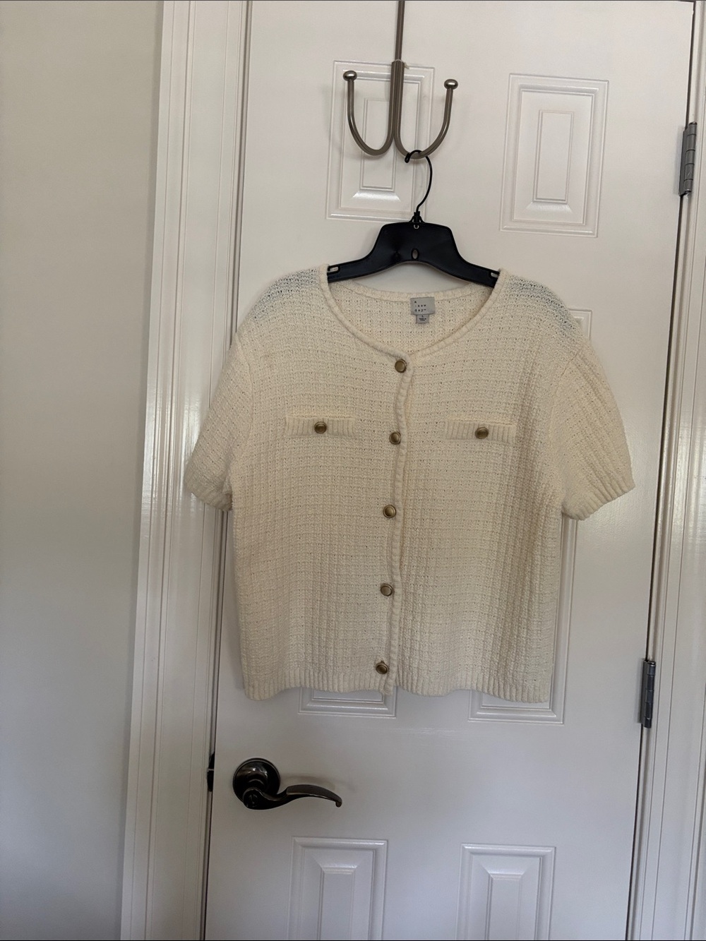 a new day Cream Short-Sleeve Button Cardigan
